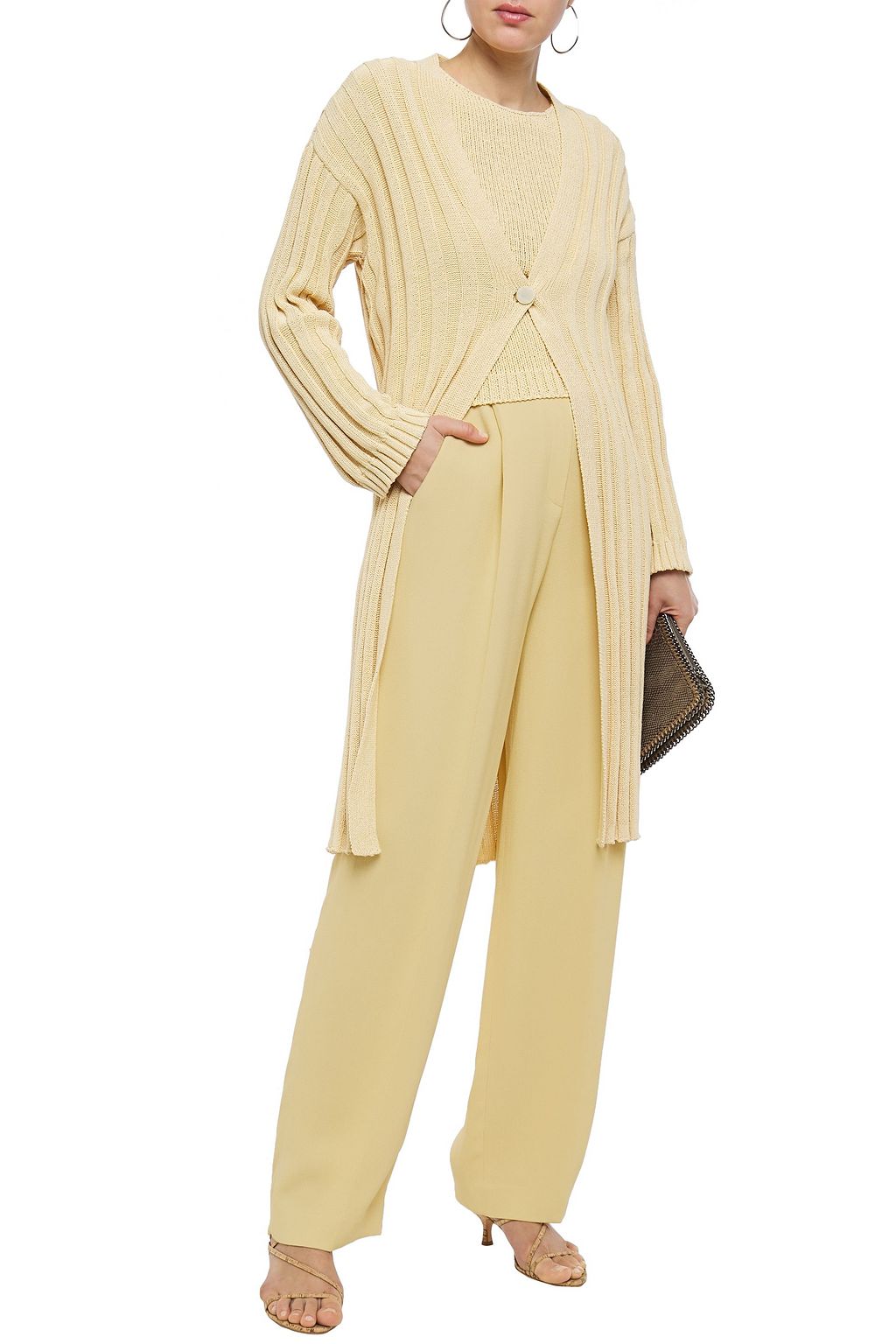 THEORY Pleated crepe straight-leg pants