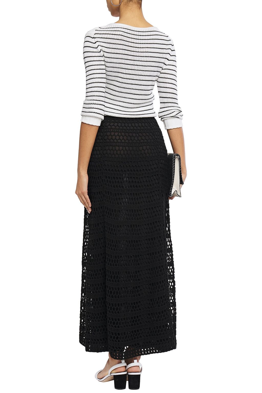 black crochet maxi skirt