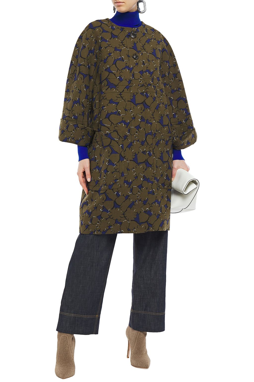 MARNI Printed wool-crepe coat