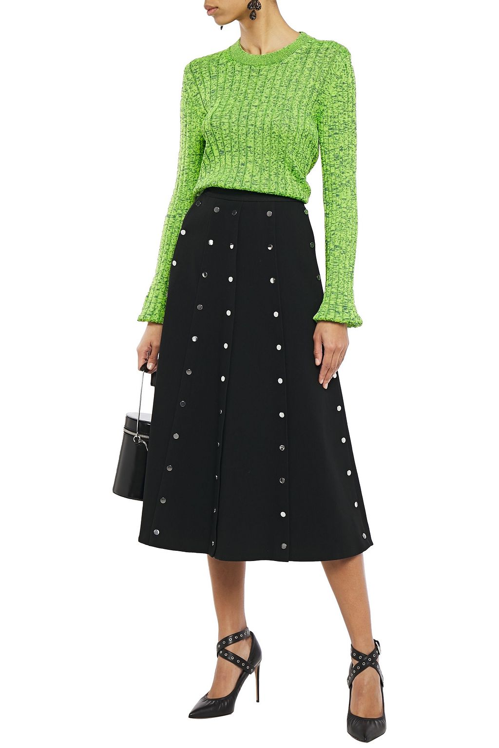 CHRISTOPHER KANE Button-detailed pleated twill midi skirt