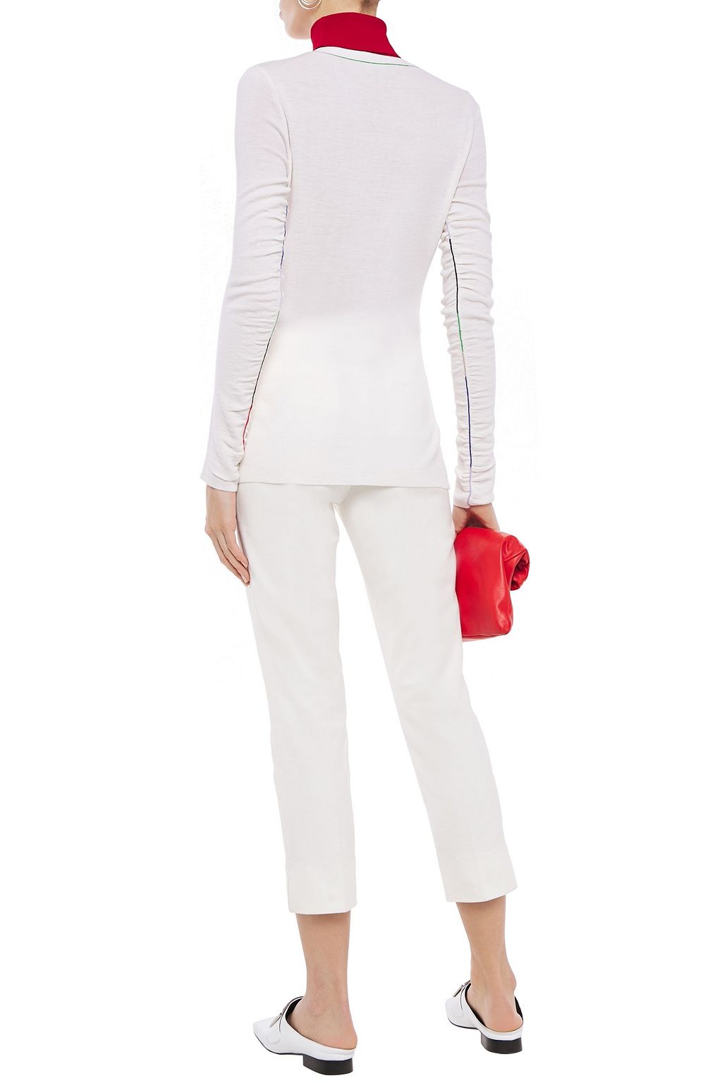 THEORY Ruched merino wool-blend cardigan