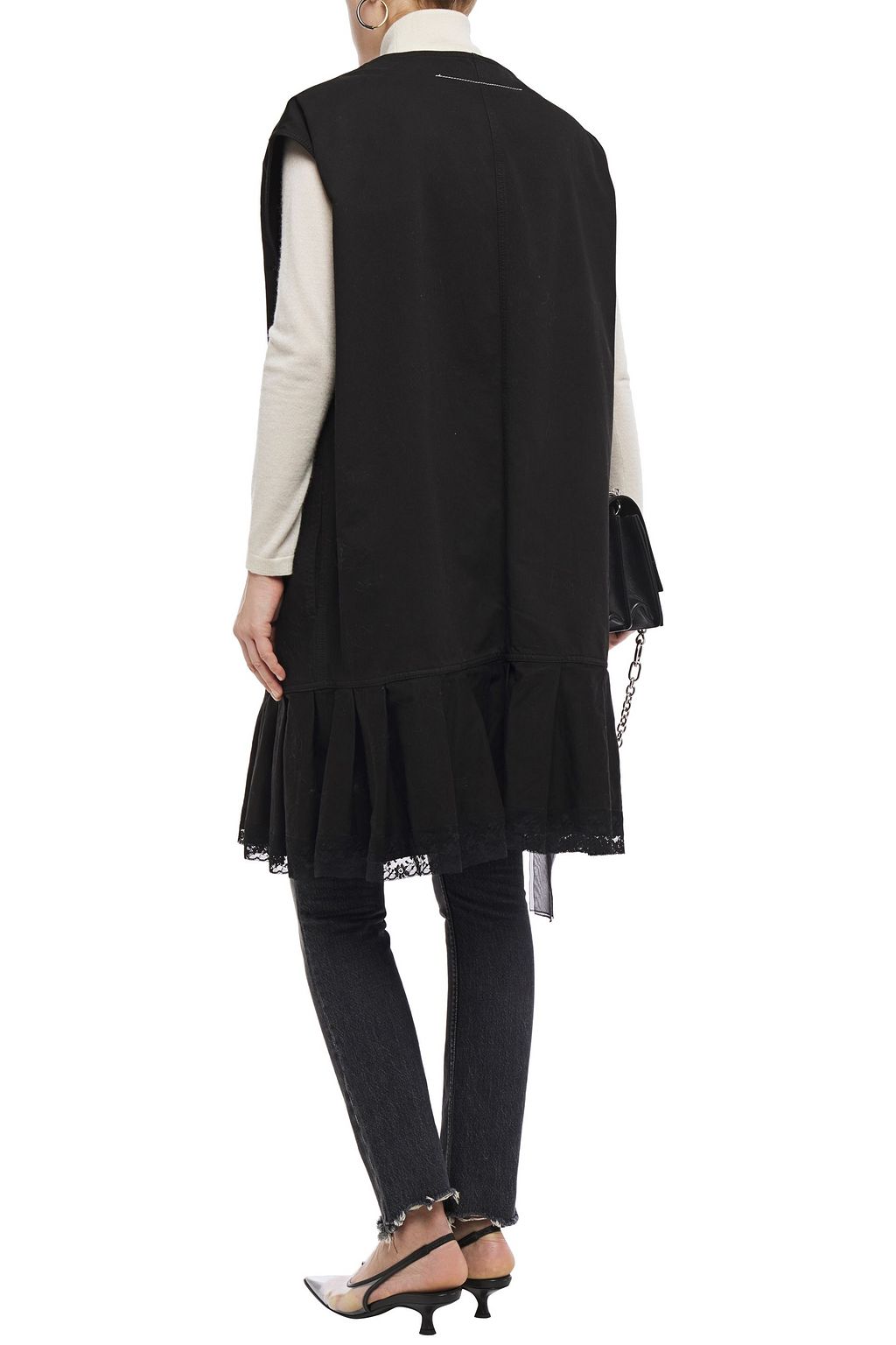 MM6 MAISON MARGIELA Oversized lace-trimmed cotton-canvas vest