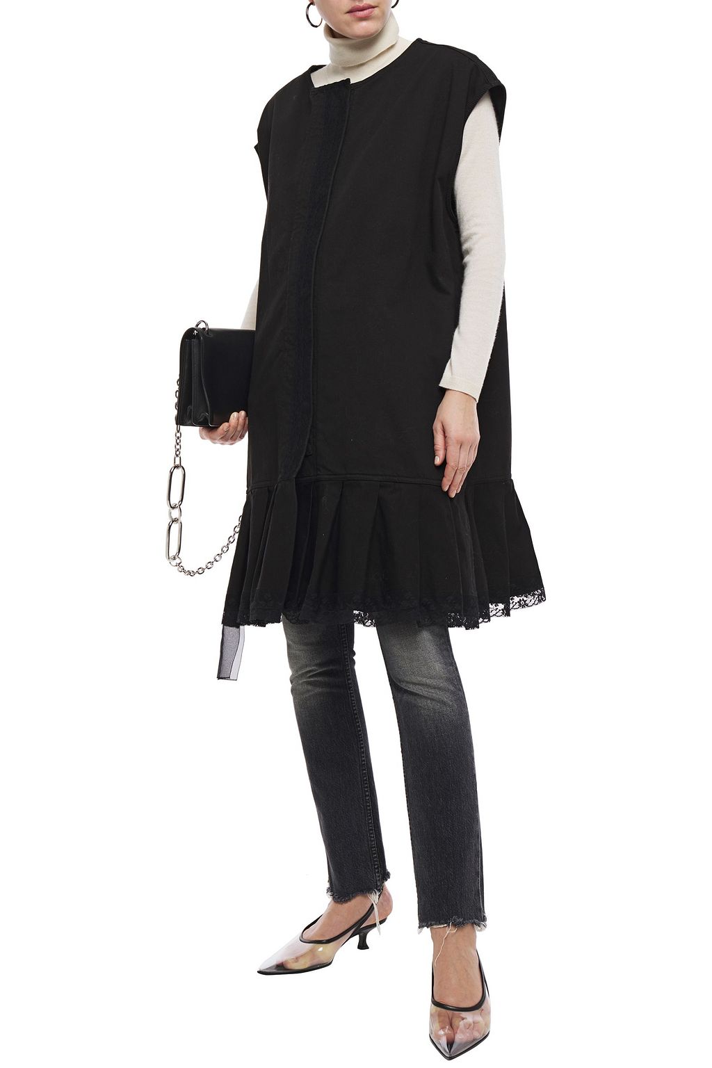 MM6 MAISON MARGIELA Oversized lace-trimmed cotton-canvas vest