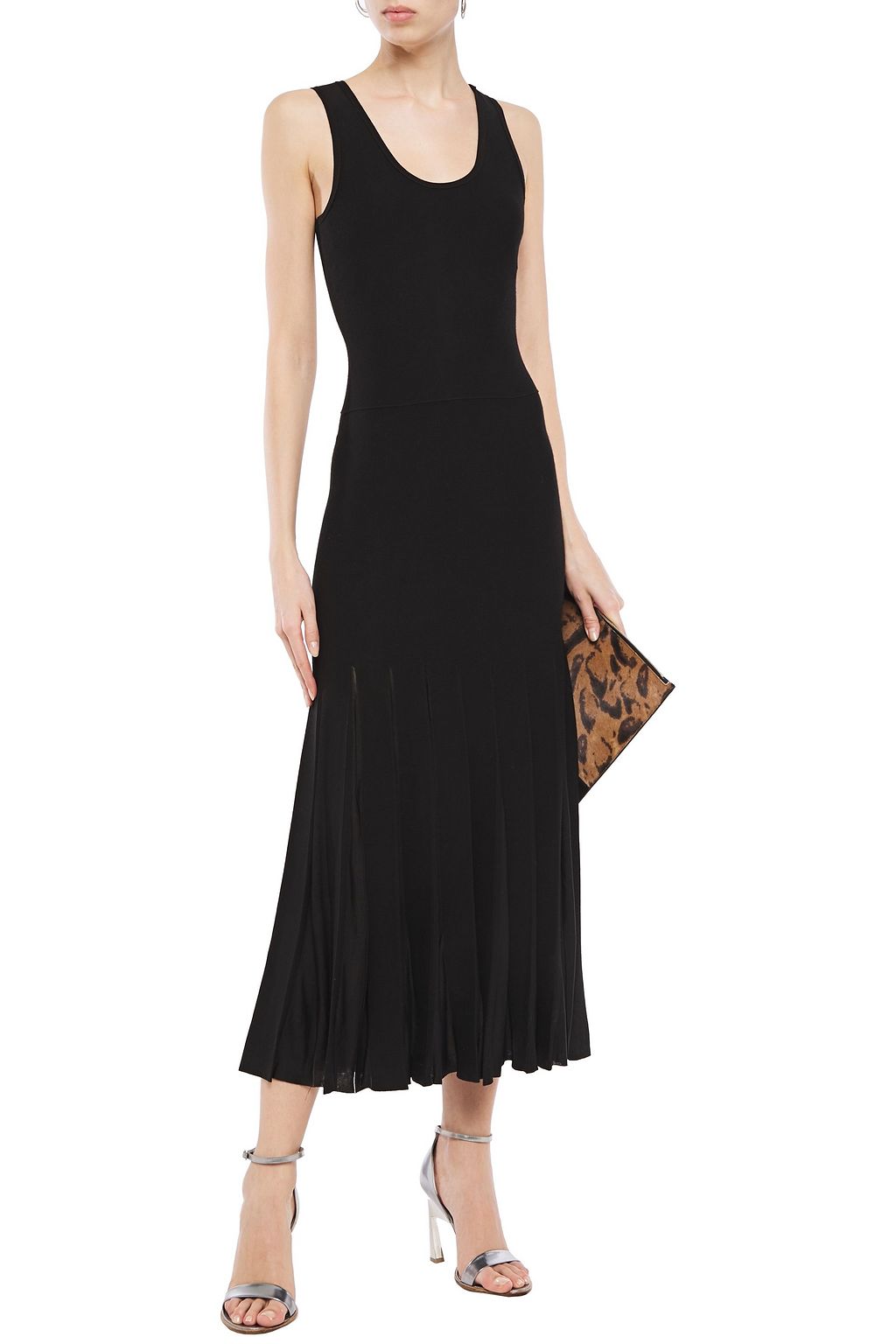 THEORY Pleated stretchknit midi dress THE