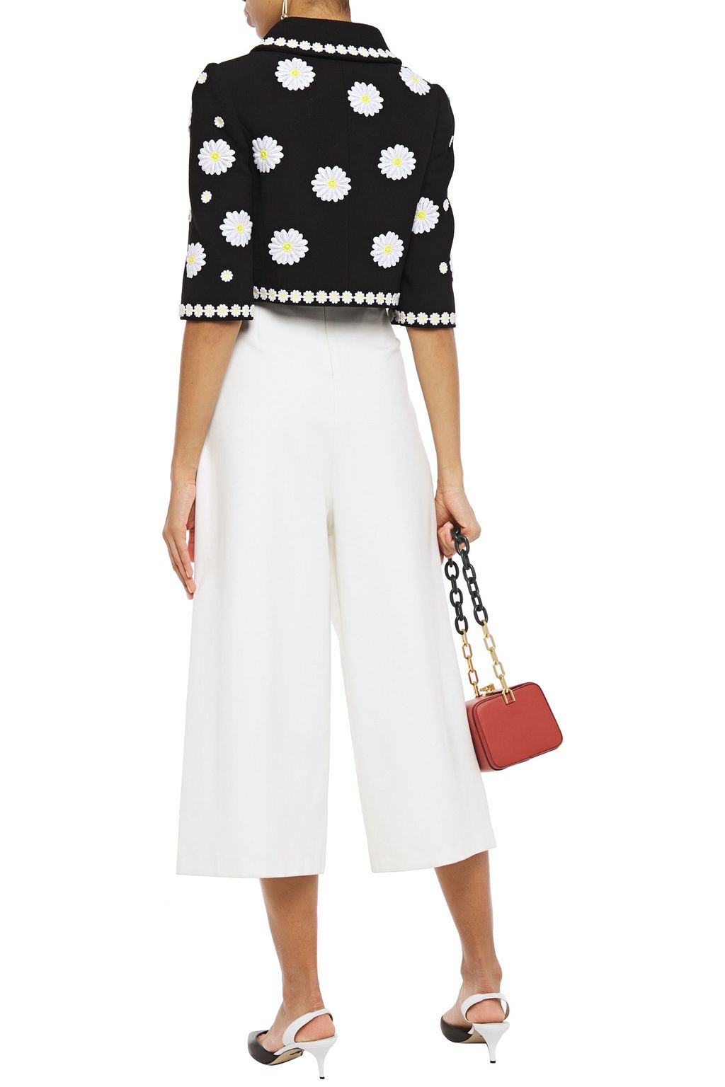DOLCE&GABBANA Cropped floral-appliquéd silk-blend crepe jacket