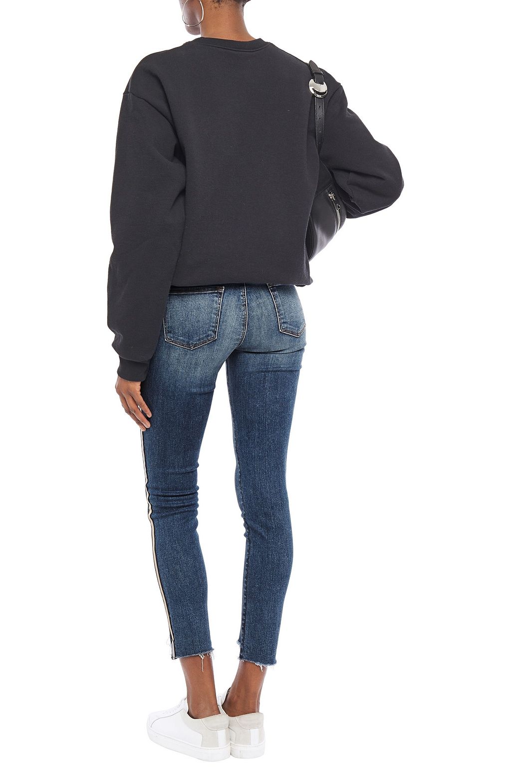 J BRAND 811 cropped striped faded mid-rise skinny jeans