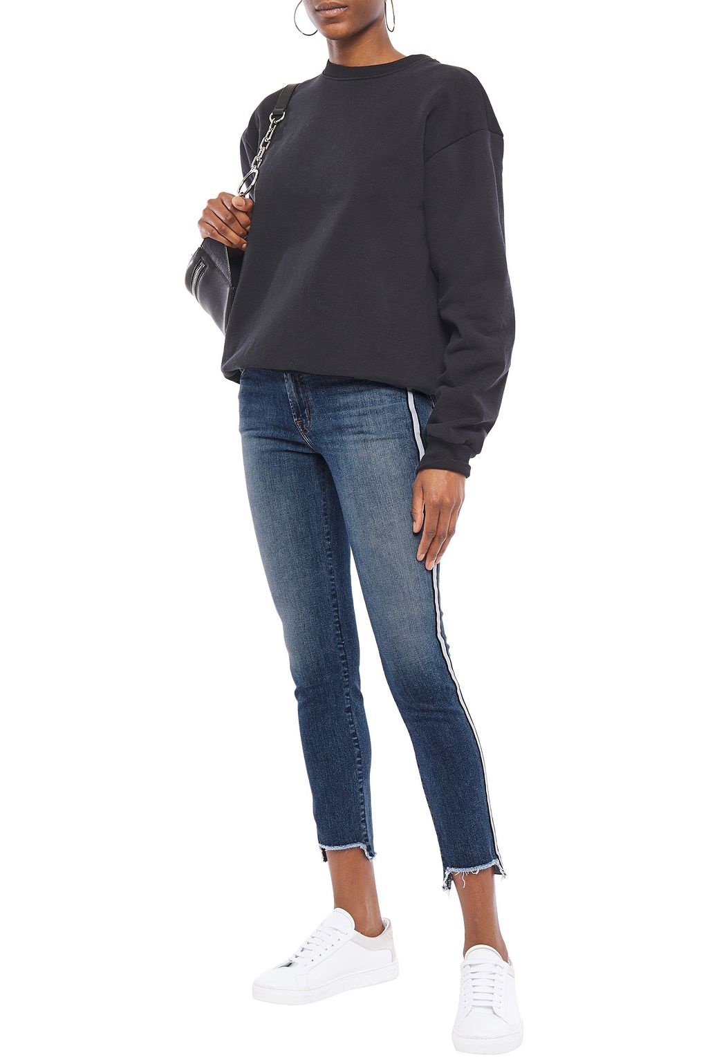 J BRAND 811 cropped striped faded mid-rise skinny jeans