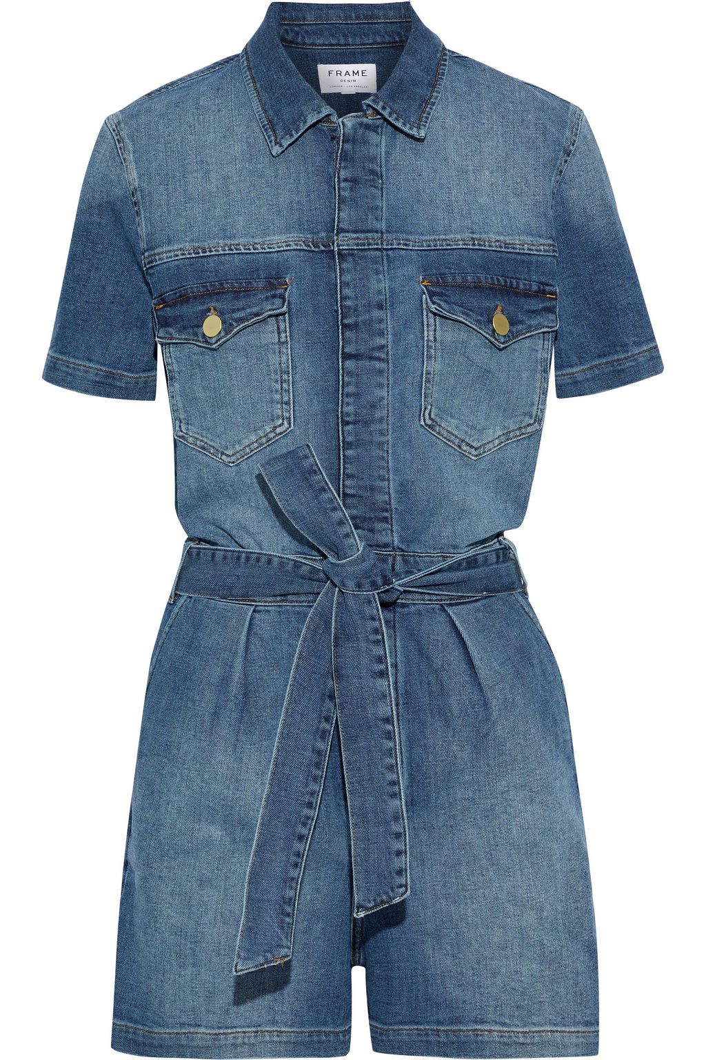 belted denim playsuit