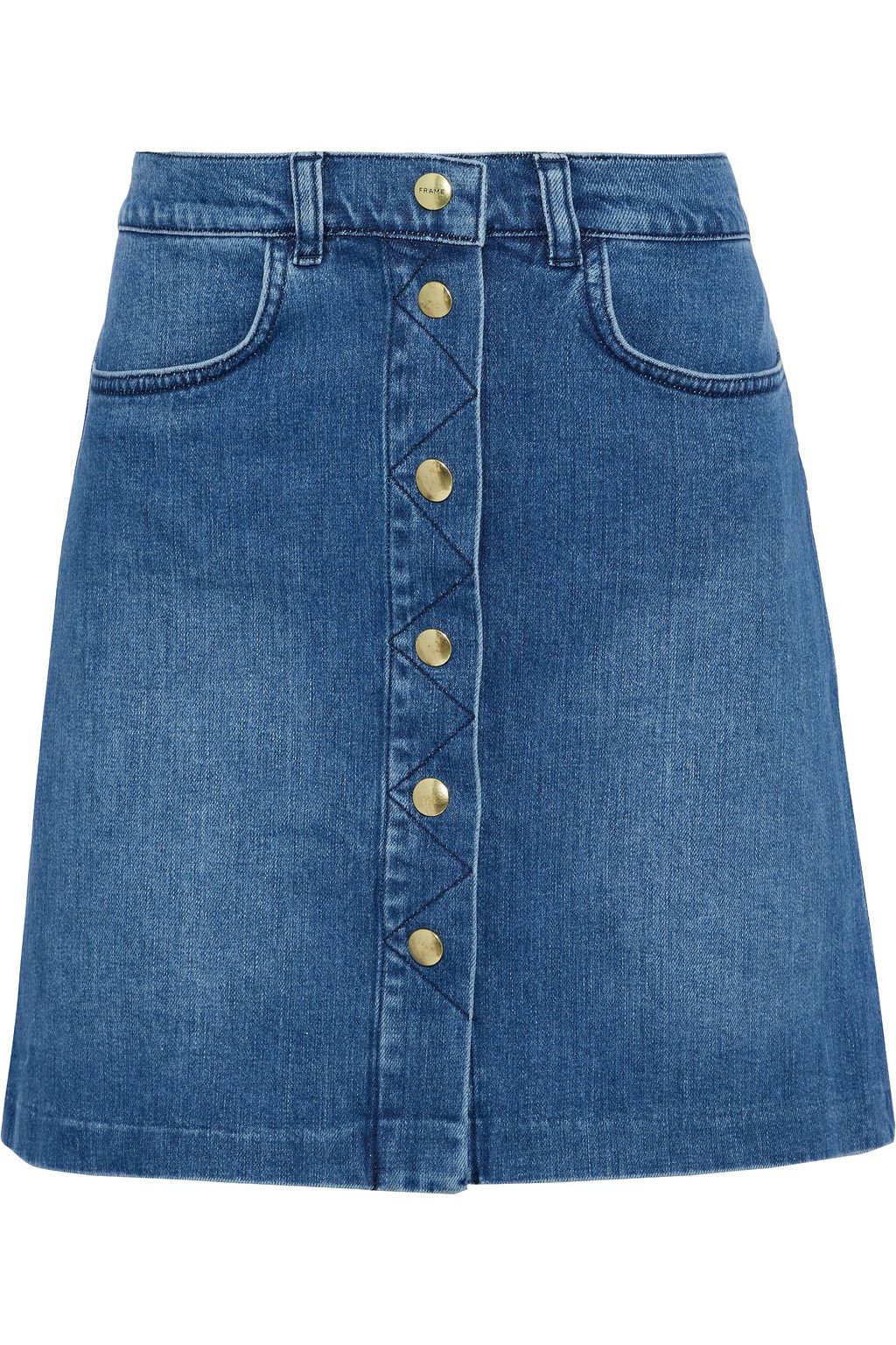 FRAME Claire faded denim skirt | THE OUTNET