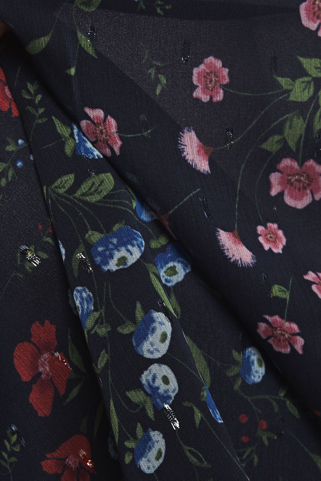 JOIE Neema ruched floral-print fil coupé georgette blouse