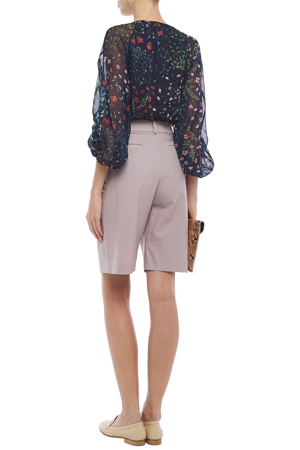 JOIE Neema ruched floral-print fil coupé georgette blouse