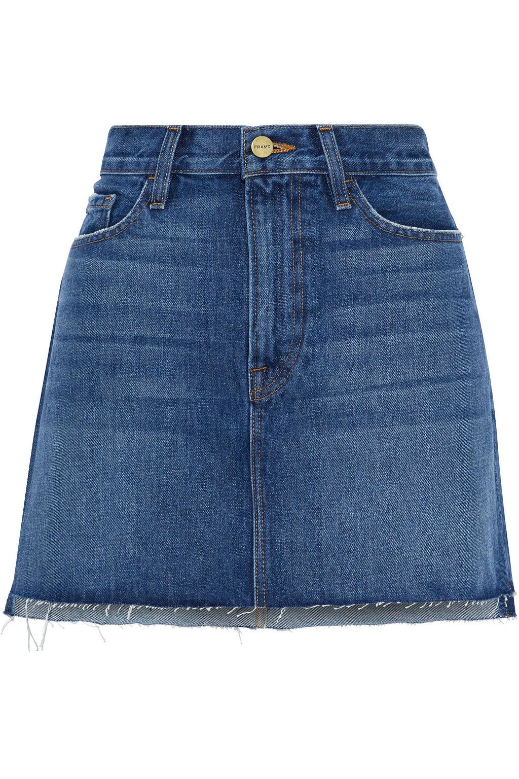 FRAME Le Mini frayed denim mini skirt | THE OUTNET