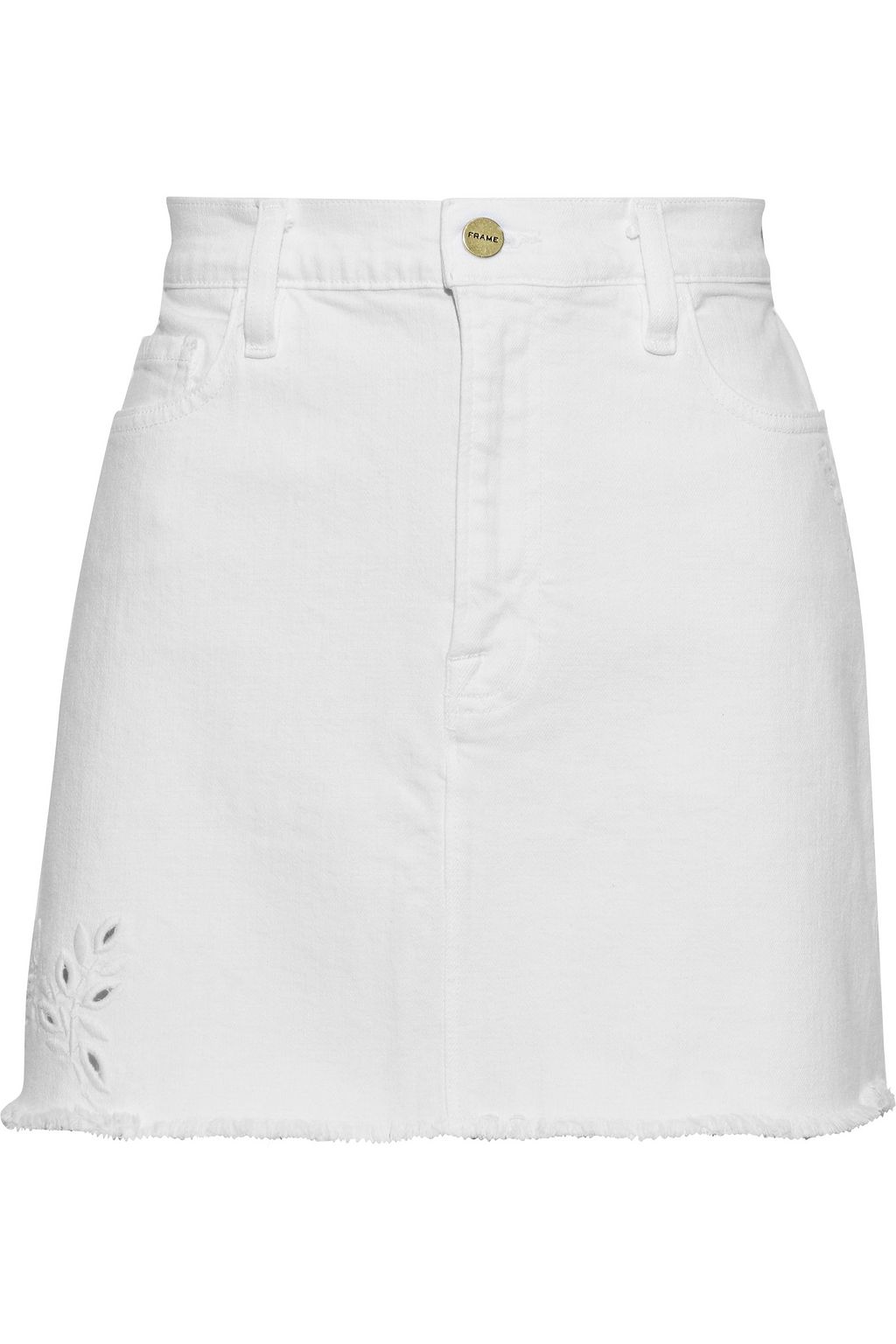 frame white denim skirt