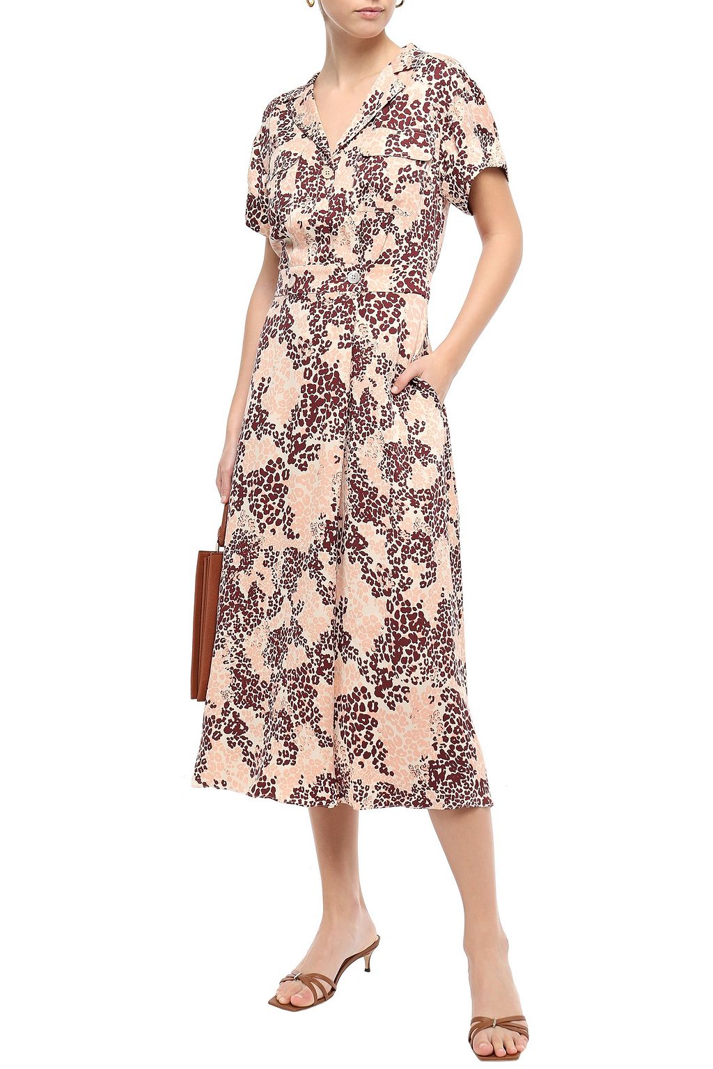 EQUIPMENT Leopard-print silk-blend midi shirt dress