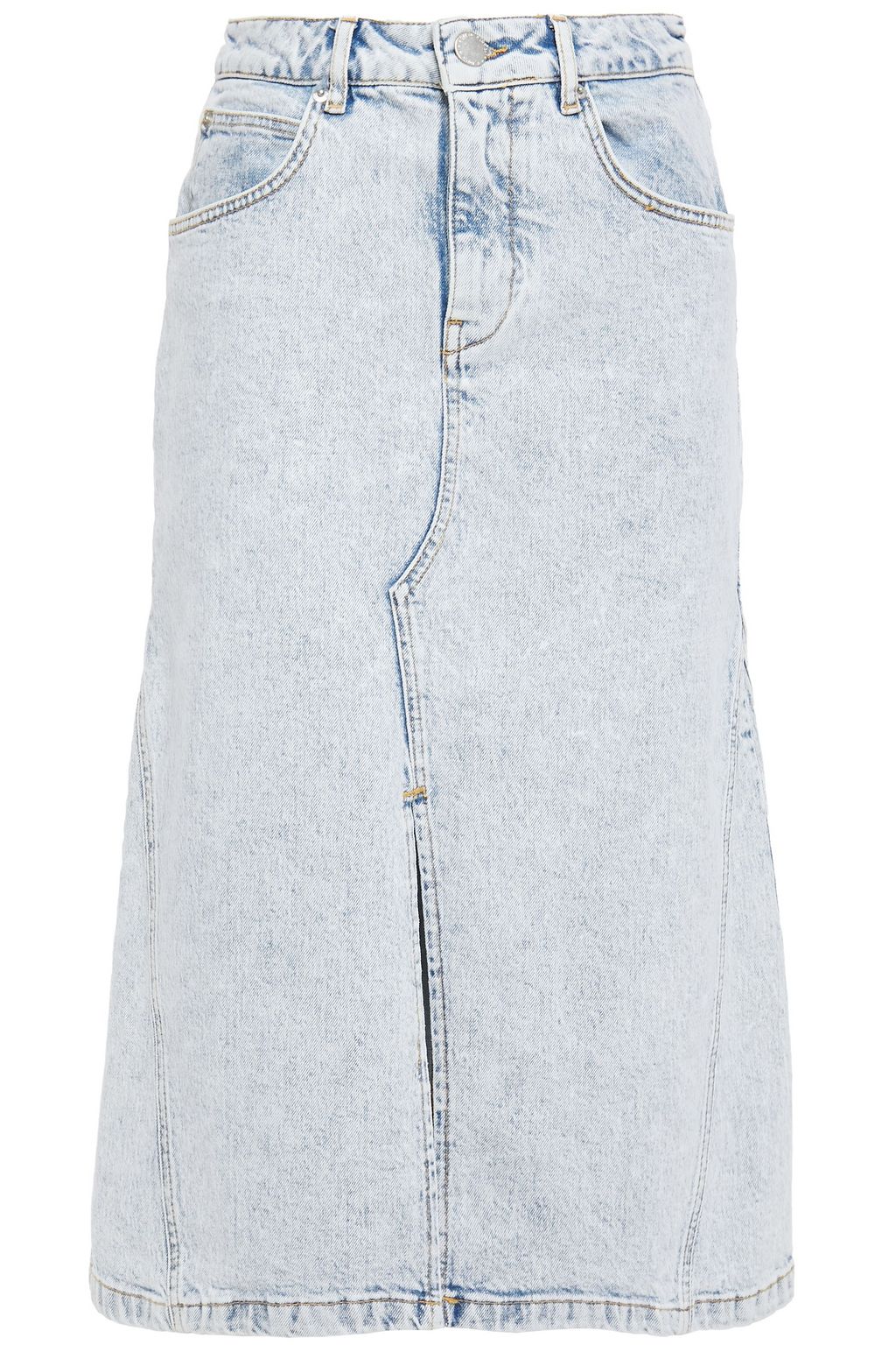 light denim midi skirt