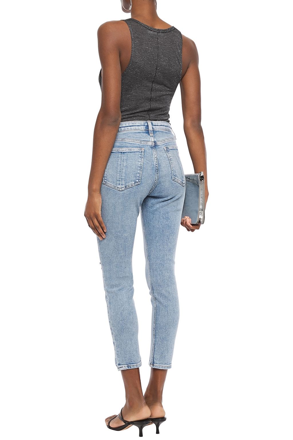 RAG & BONE Cropped distressed faded high-rise skinny jeans