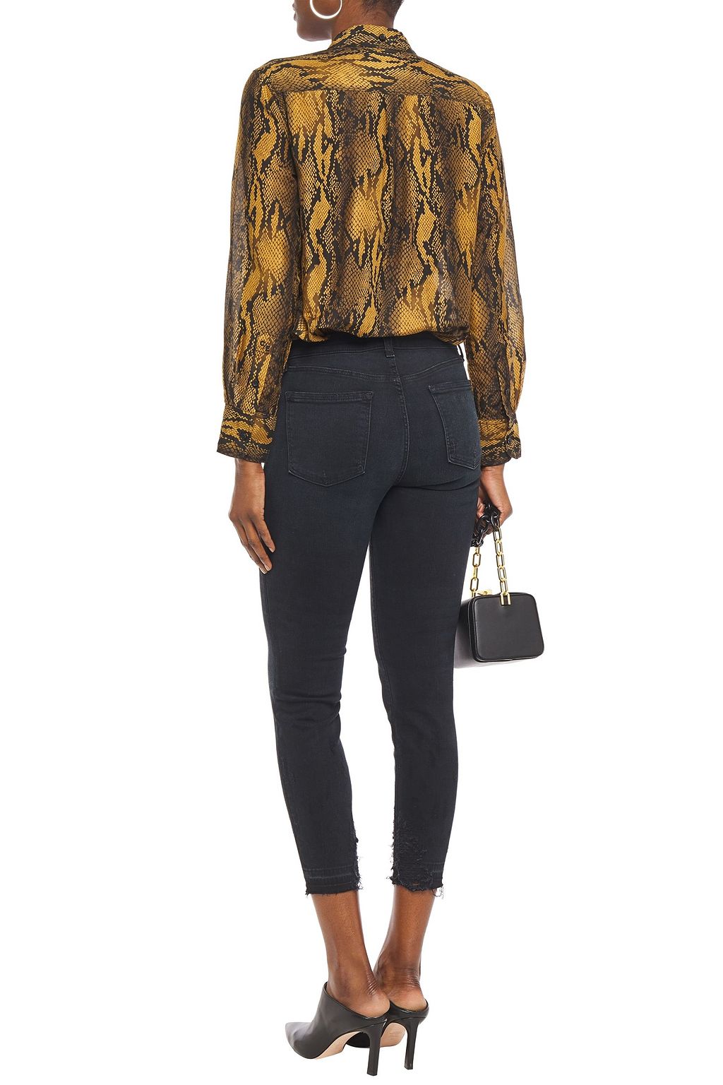 J BRAND Cropped distressed faded mid-rise skinny jeans