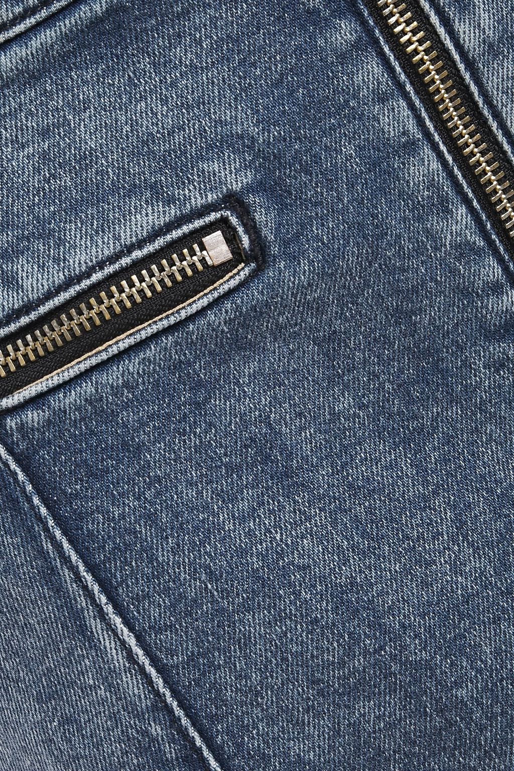 RAG & BONE Isabel zip-detailed faded denim mini skirt