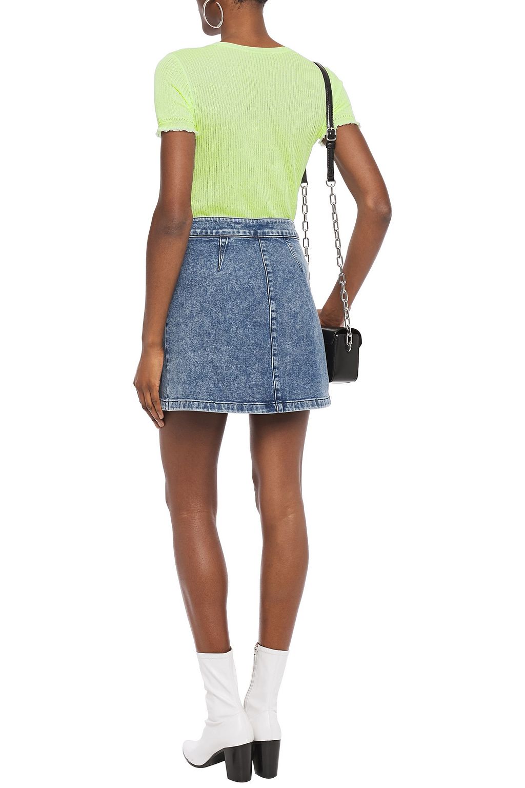 RAG & BONE Isabel zip-detailed faded denim mini skirt