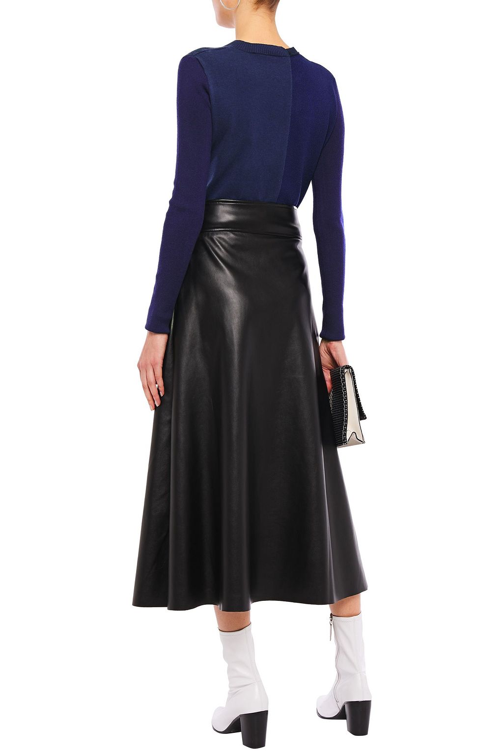 Navy Asymmetric color-block knitted sweater | Sale up to 70% off | THE OUTNET | PROENZA SCHOULER 