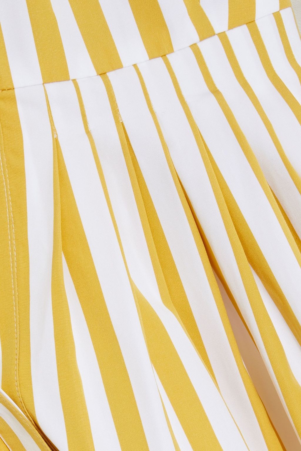 OSCAR DE LA RENTA Belted pleated striped cotton-poplin midi dress