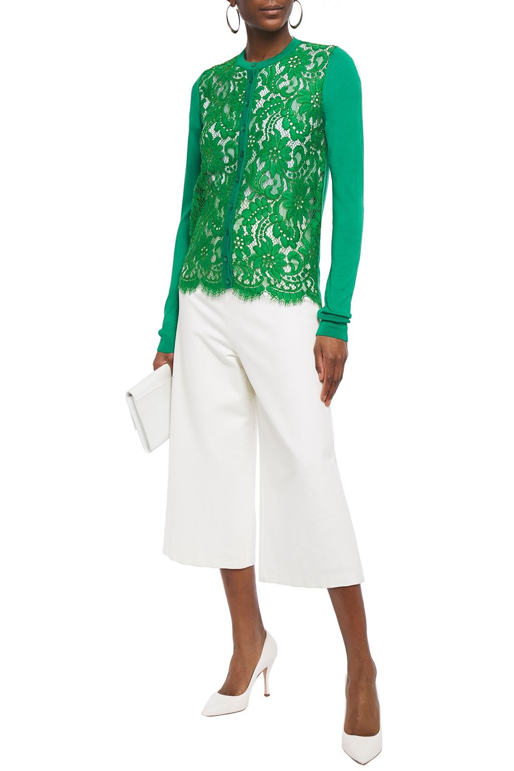 DOLCE&GABBANA Corded lace-paneled silk-blend cardigan