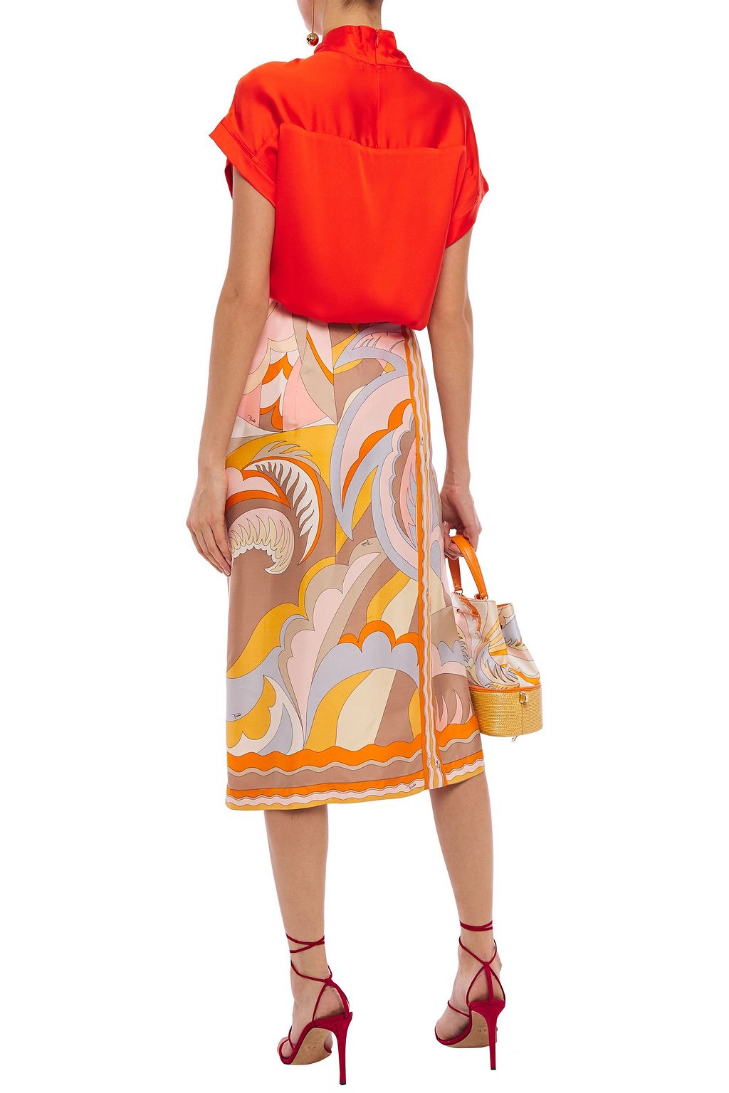 PUCCI Tie-front silk-twill skirt