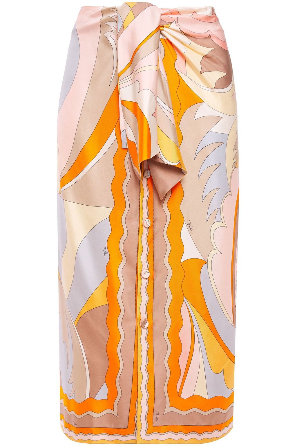 Baby pink Tie-front silk-twill skirt | EMILIO PUCCI | THE OUTNET