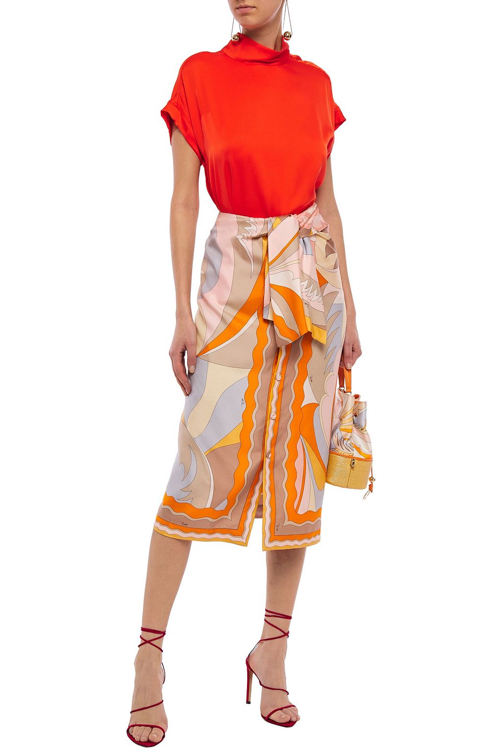 PUCCI Tie-front silk-twill skirt