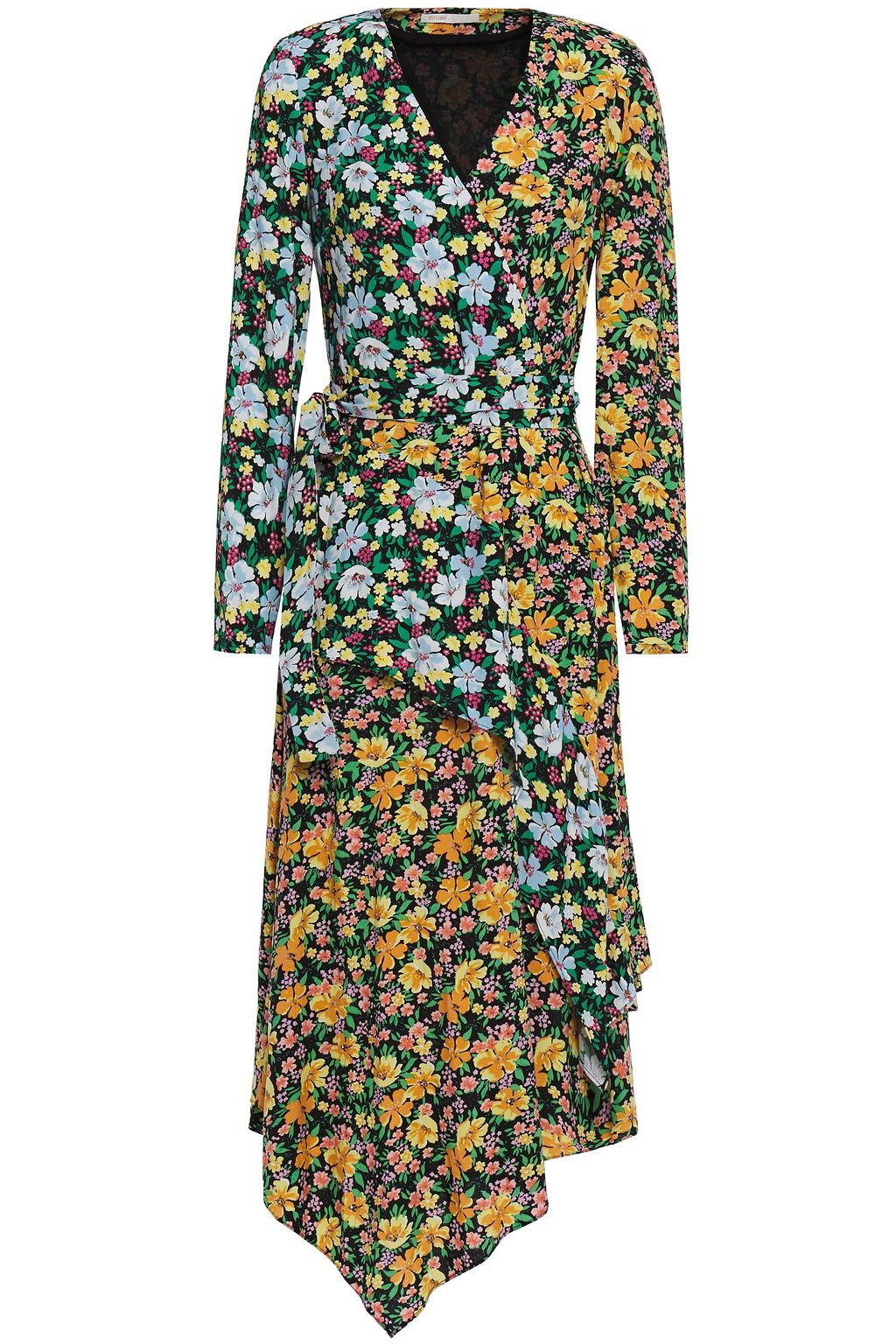 verity floral midi wrap dress