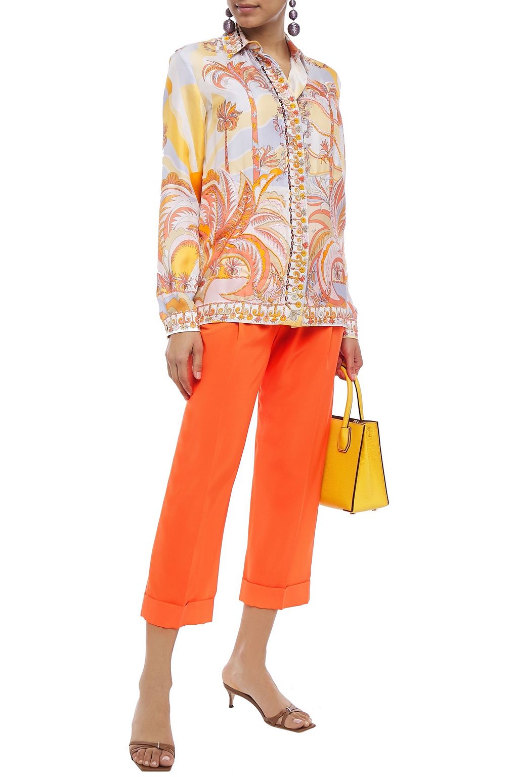 PUCCI Embellished printed silk-twill shirt