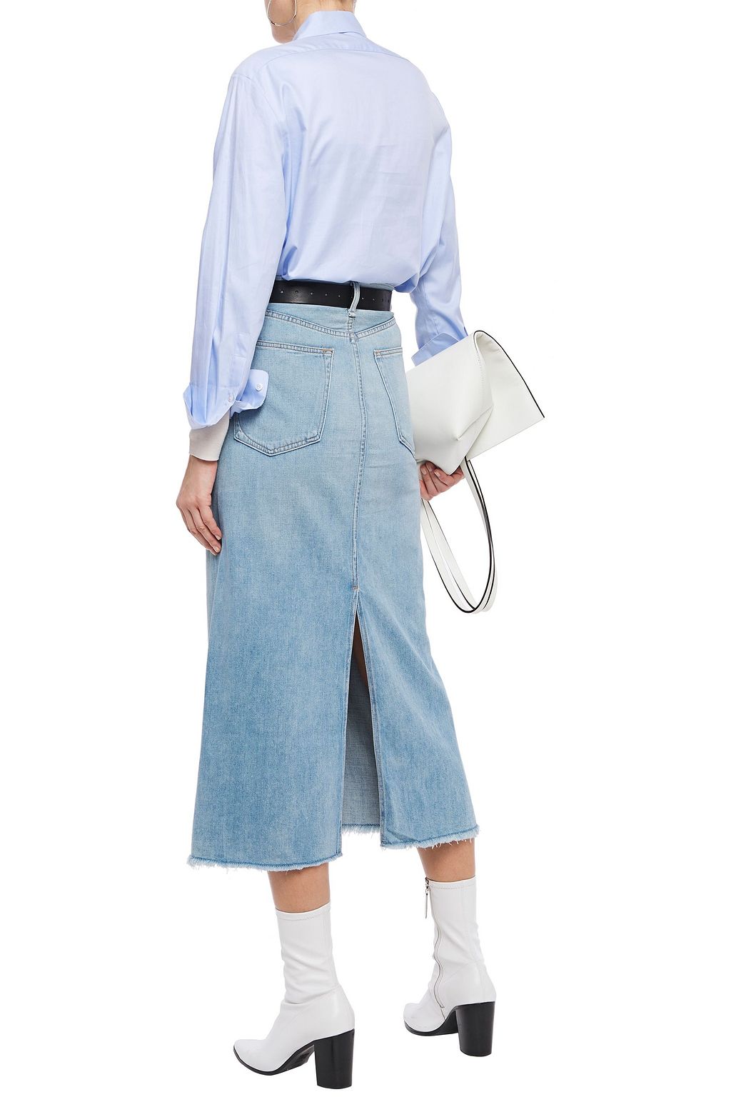 RAG & BONE Clyde distressed denim midi skirt