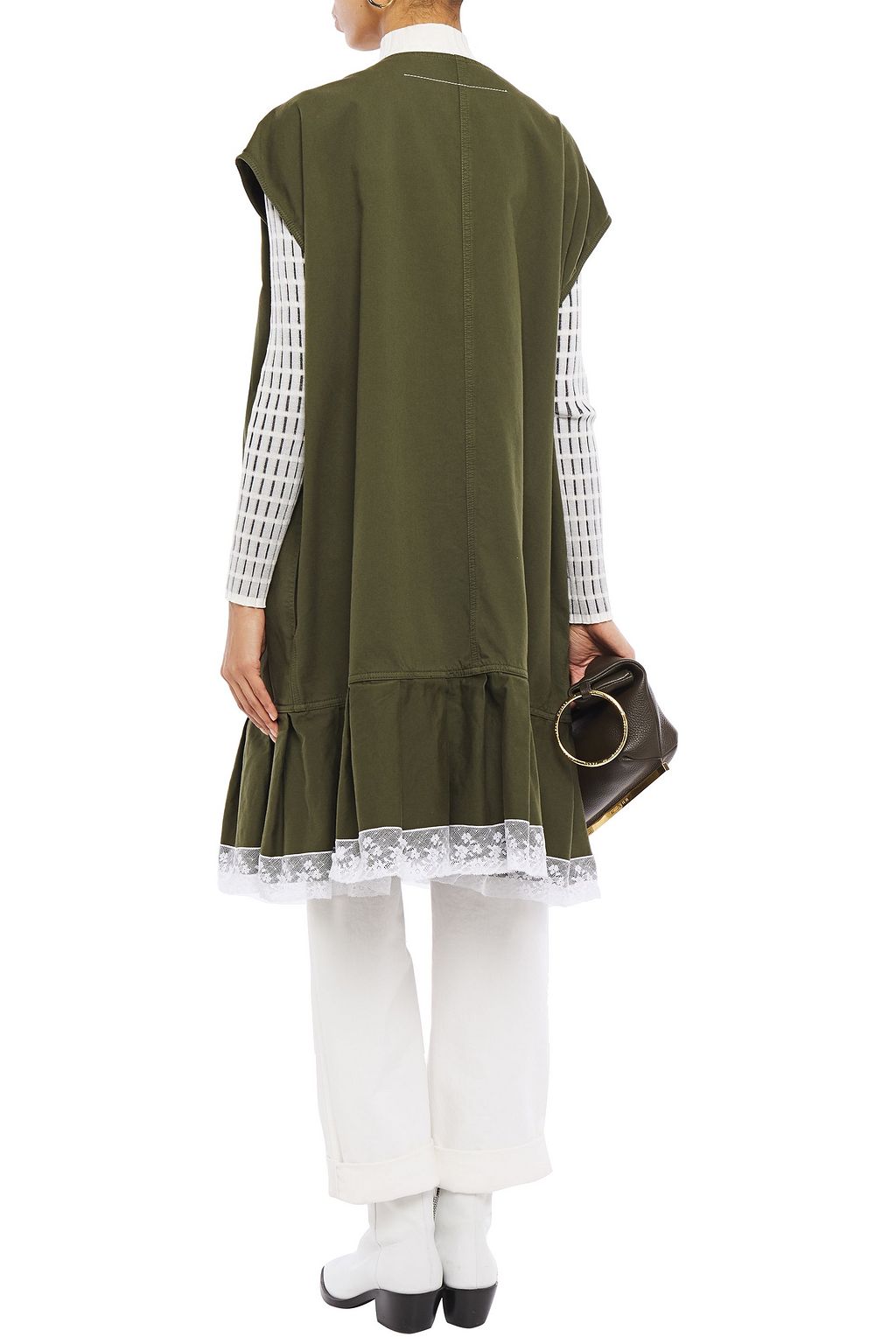 MM6 MAISON MARGIELA Oversized lace-trimmed cotton-canvas vest