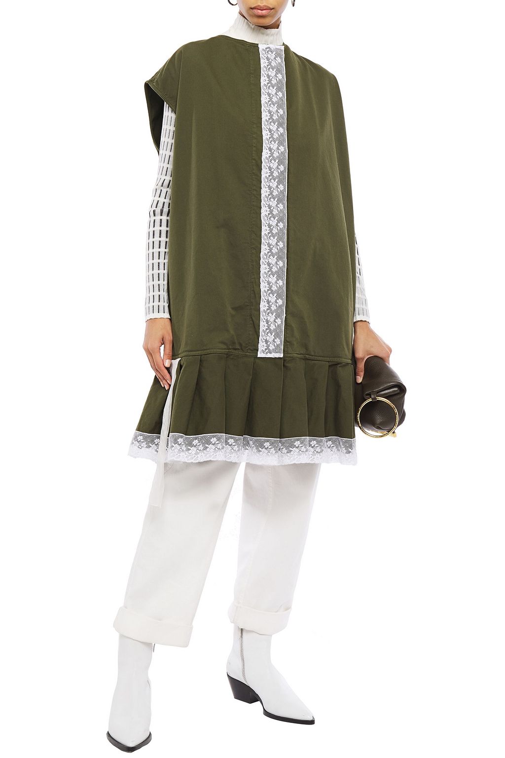 MM6 MAISON MARGIELA Oversized lace-trimmed cotton-canvas vest
