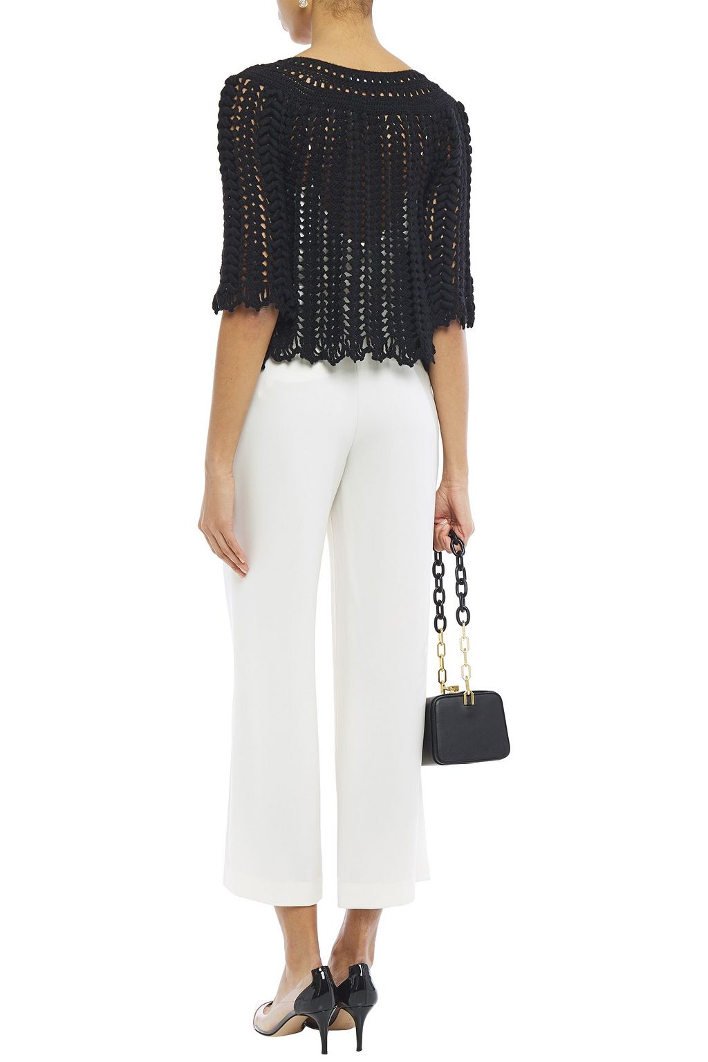 DOLCE&GABBANA Scalloped crochet-knit wool cardigan