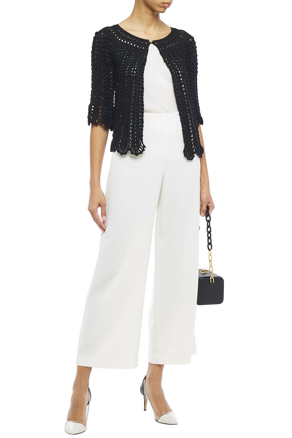 DOLCE&GABBANA Scalloped crochet-knit wool cardigan