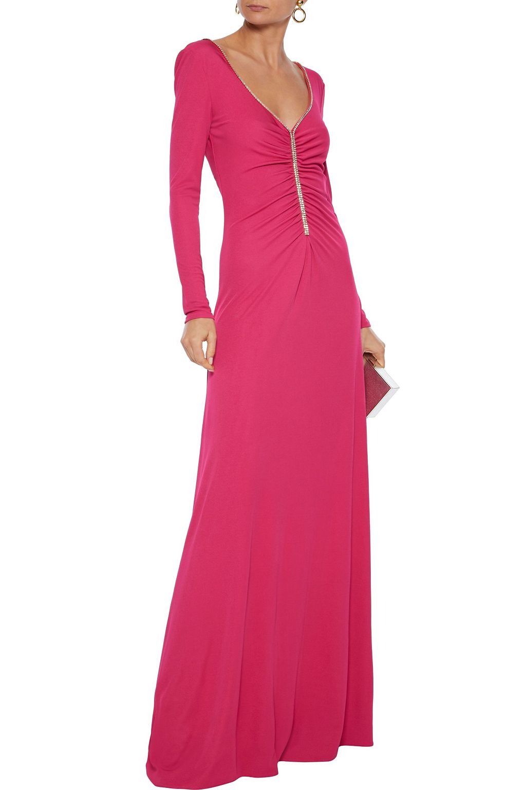 PUCCI Crystal-embellished ruched jersey maxi dress