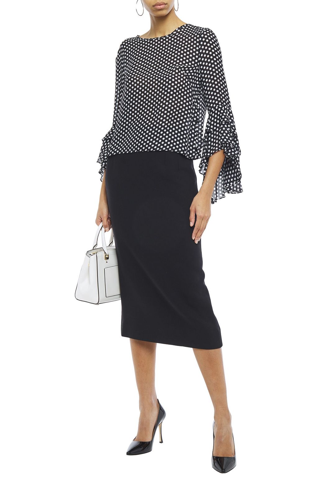 DOLCE&GABBANA Wool-blend crepe midi skirt