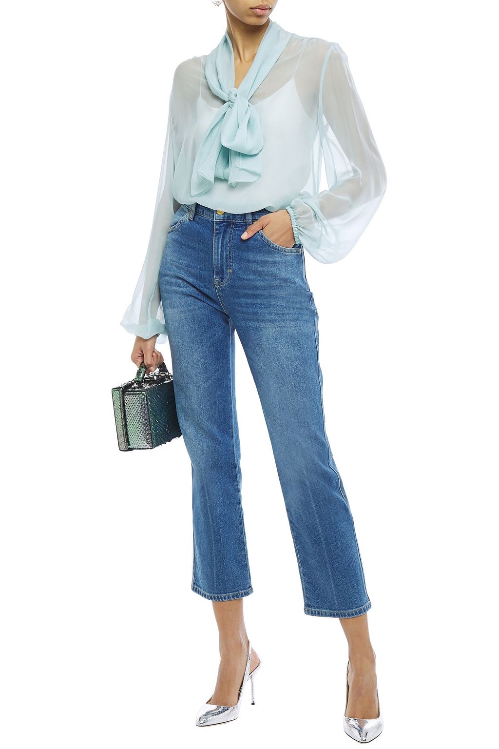DOLCE&GABBANA Pussy-bow silk-chiffon blouse