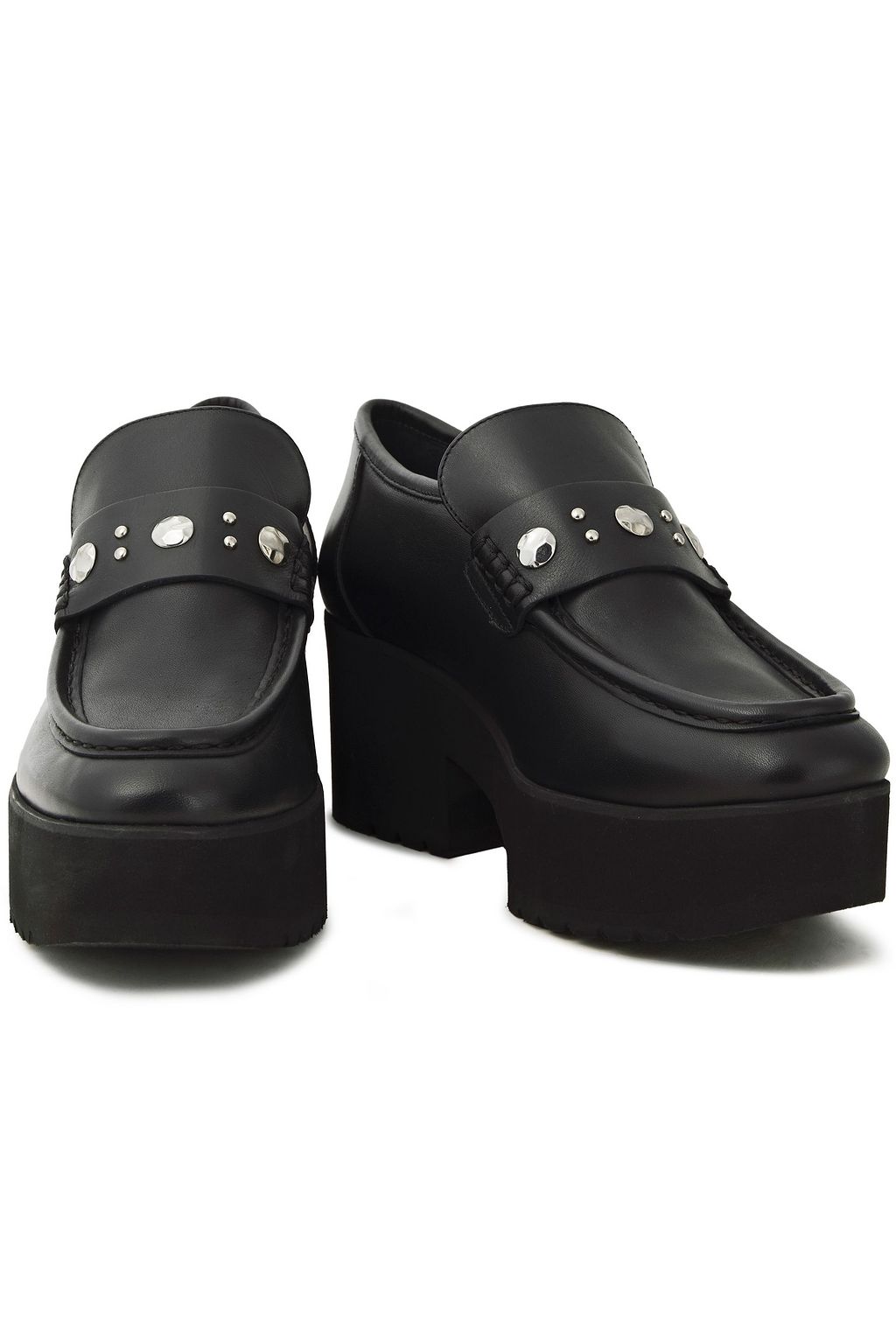 MAJE Studded leather platform loafers