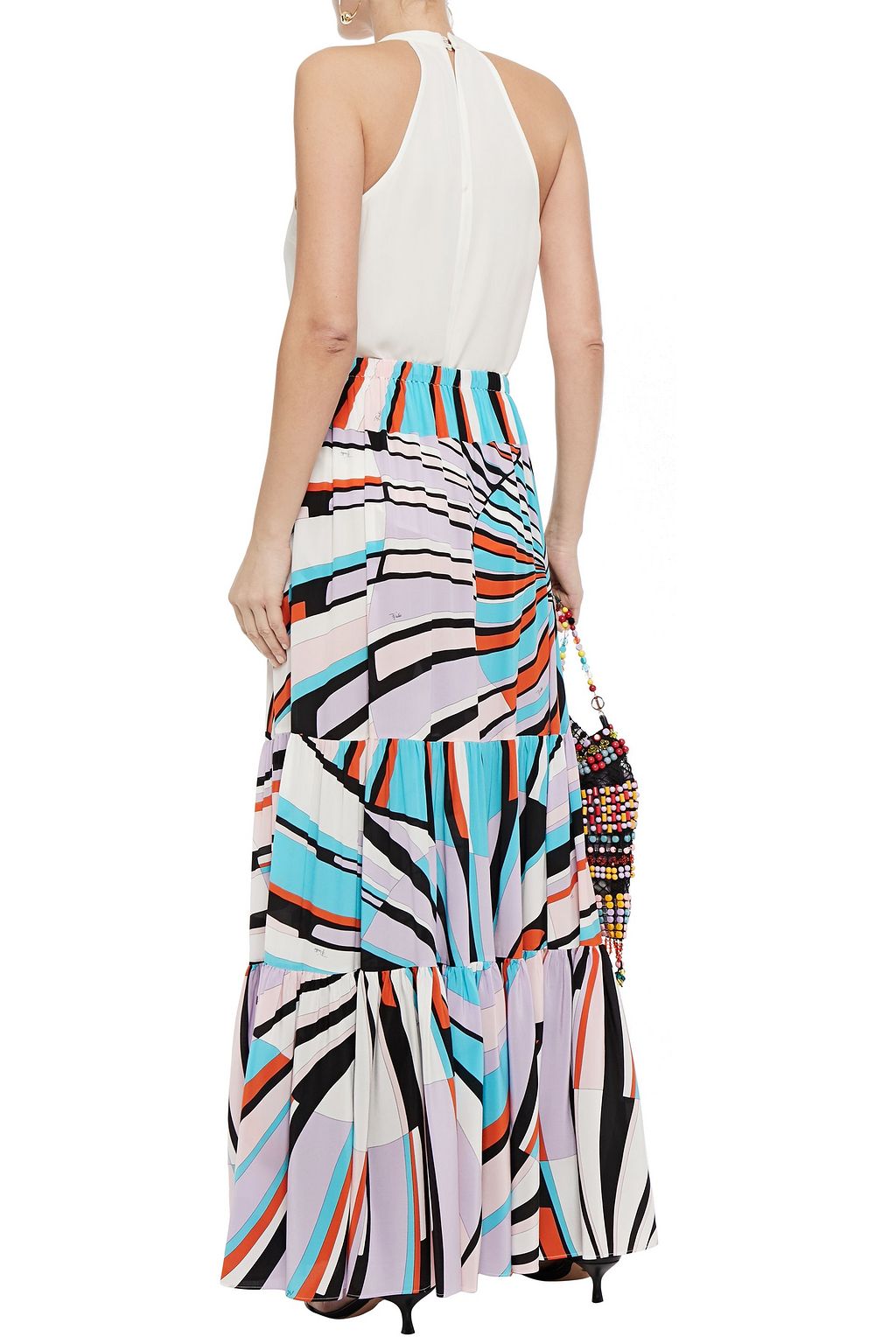 PUCCI Tiered printed silk crepe de chine maxi skirt