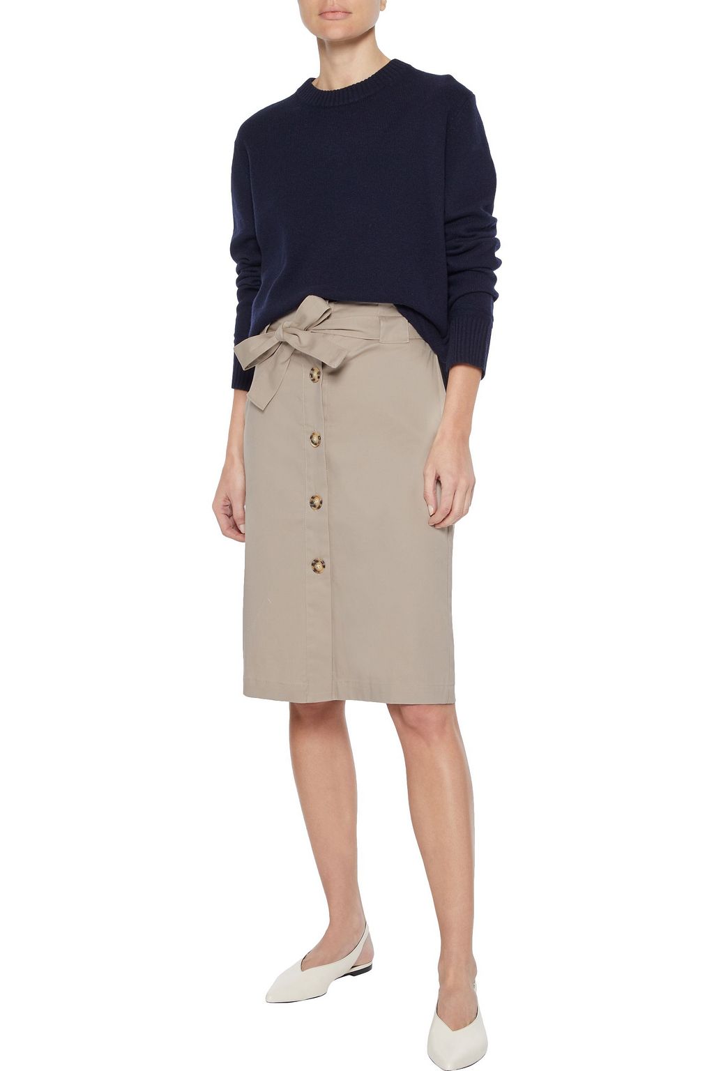 IRIS & INK Cerise stretch-cotton pencil skirt
