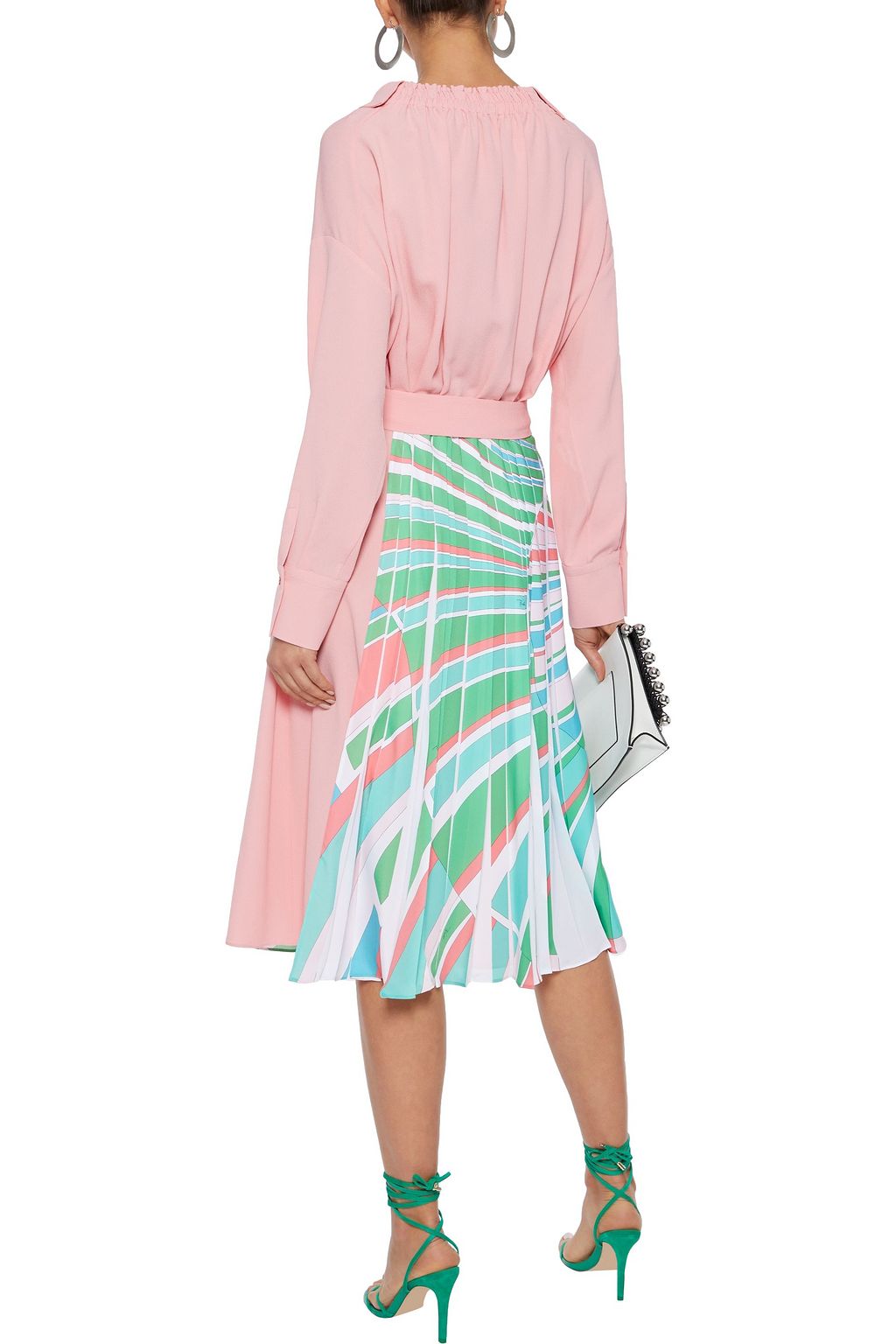 PUCCI Wrap-effect pleated printed silk-blend crepe dress