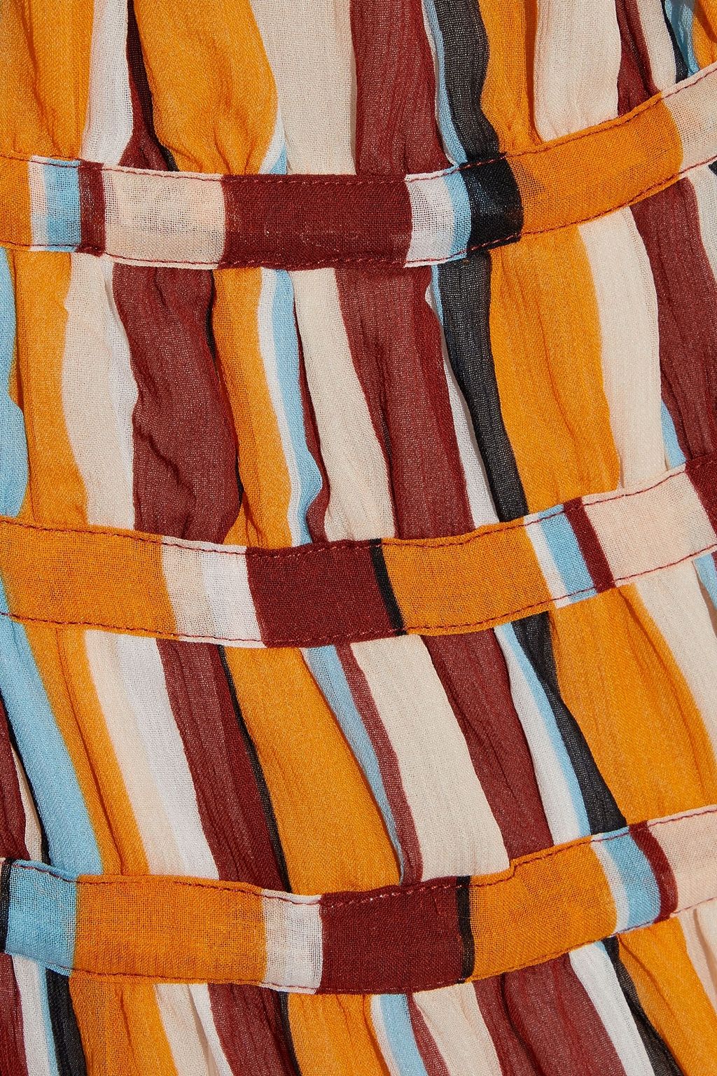 FRAME Gathered striped silk-georgette midi dress