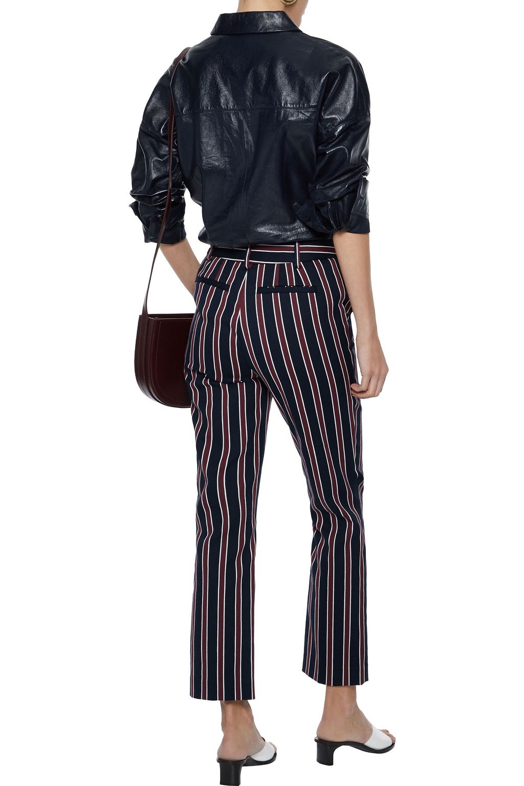 FRAME Backstage striped cotton-blend twill straight-leg pants