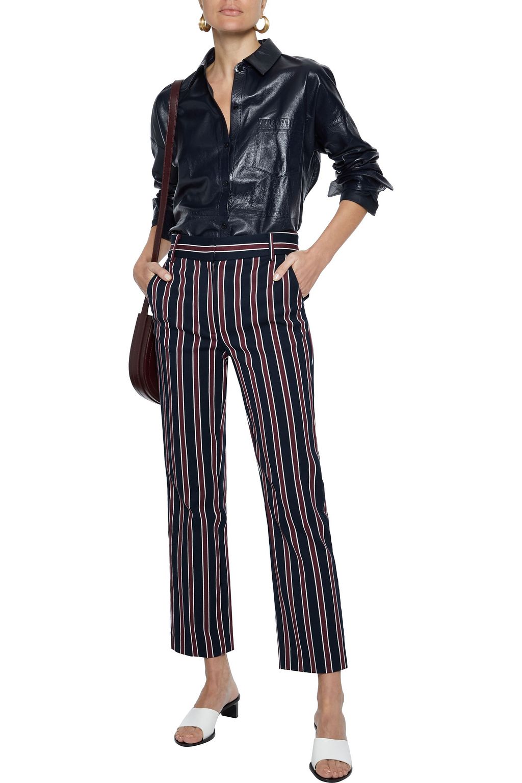 FRAME Backstage striped cotton-blend twill straight-leg pants