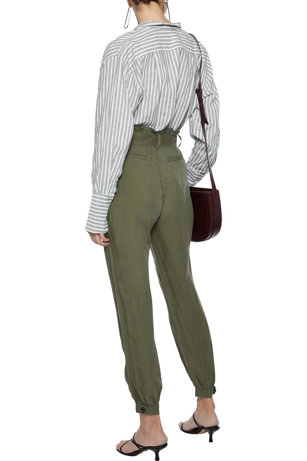 FRAME Striped linen and cotton-blend shirt
