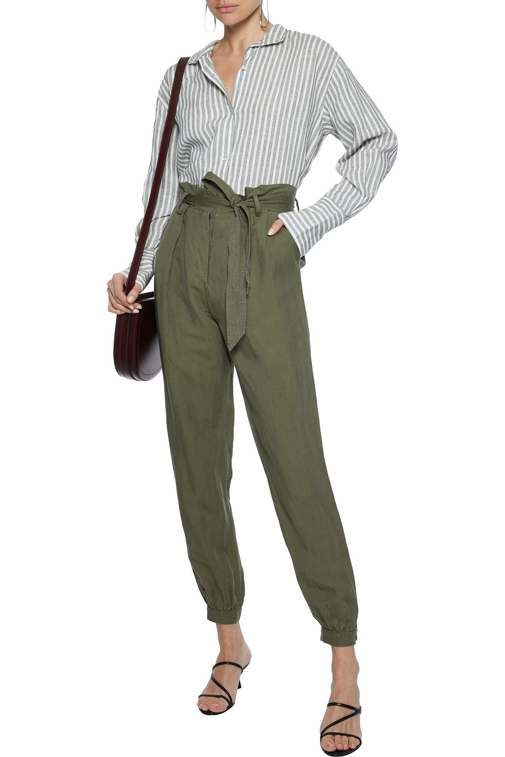 FRAME Striped linen and cotton-blend shirt