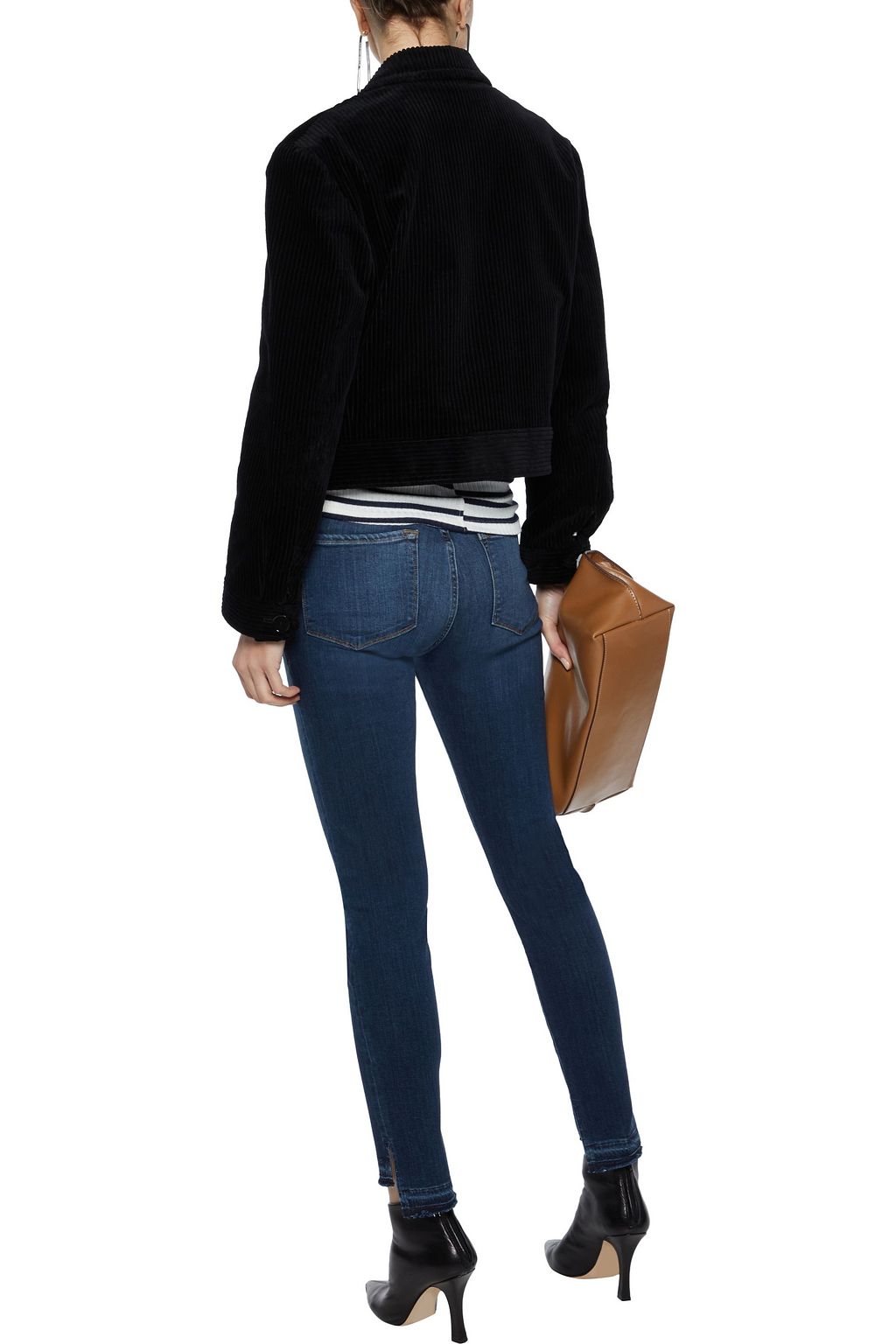 FRAME Le Skinny De Jeanne frayed low-rise skinny jeans