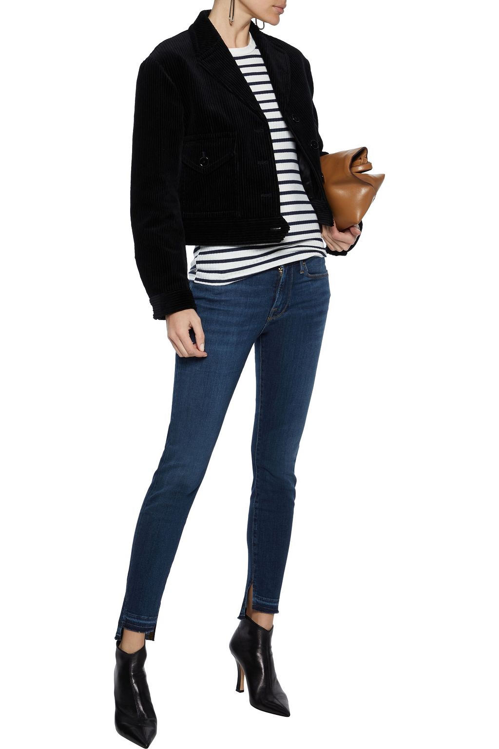 FRAME Le Skinny De Jeanne frayed low-rise skinny jeans